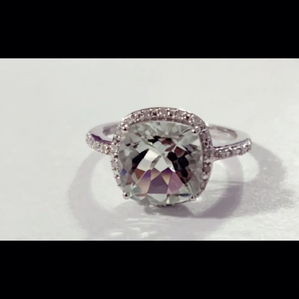 Natural Diamond Green Amethyst Ring